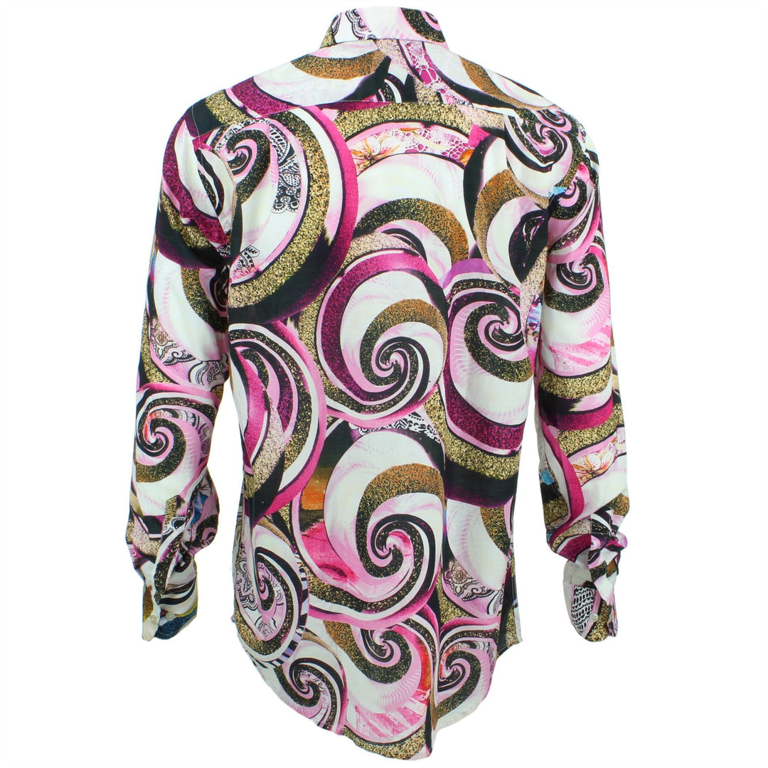 Regular Fit Long Sleeve Shirt - Pink Abstract Swirls