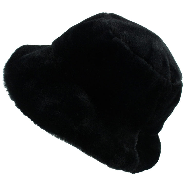 Faux Fur Bucket Hat - Fluffy Black