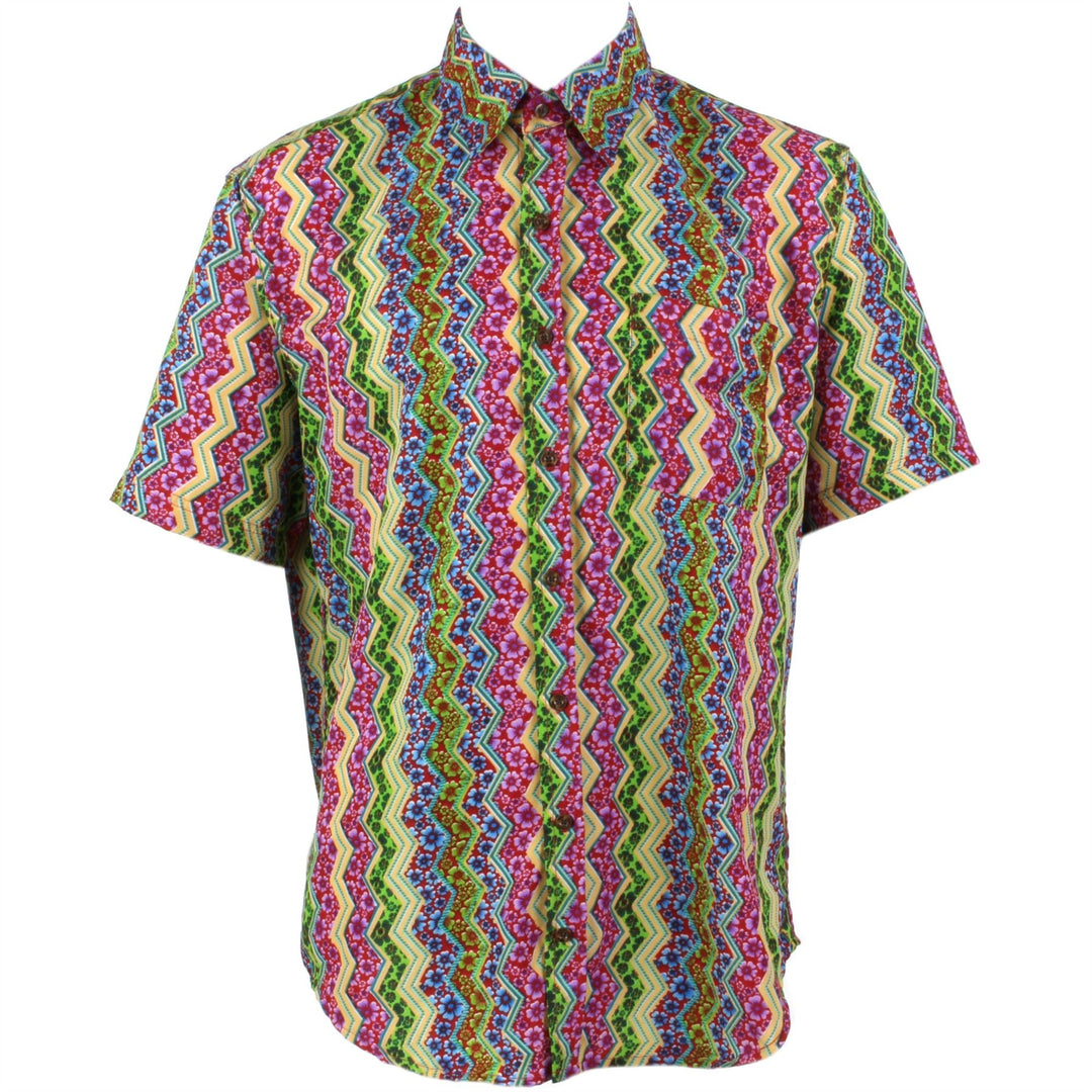 Regular Fit Short Sleeve Shirt - Multicoloured Zig Zags