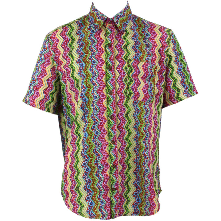 Regular Fit Short Sleeve Shirt - Multicoloured Zig Zags