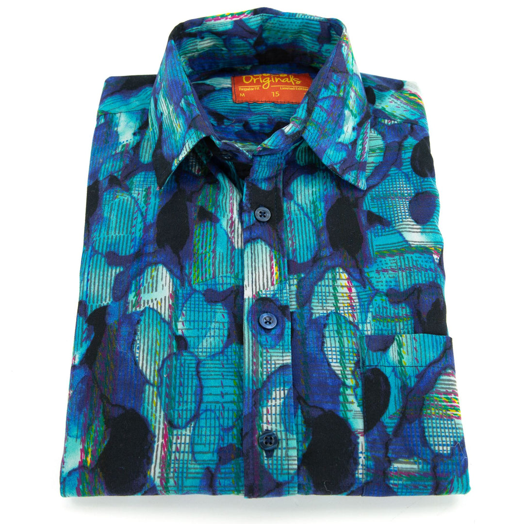 Regular Fit Short Sleeve Shirt - Iridescent Blue