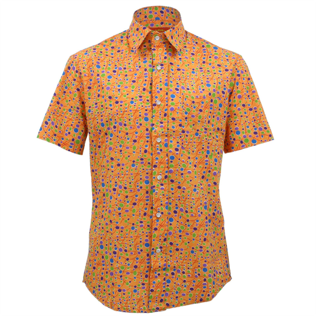 Tailored Fit Short Sleeve Shirt - Orange & Multi Dots