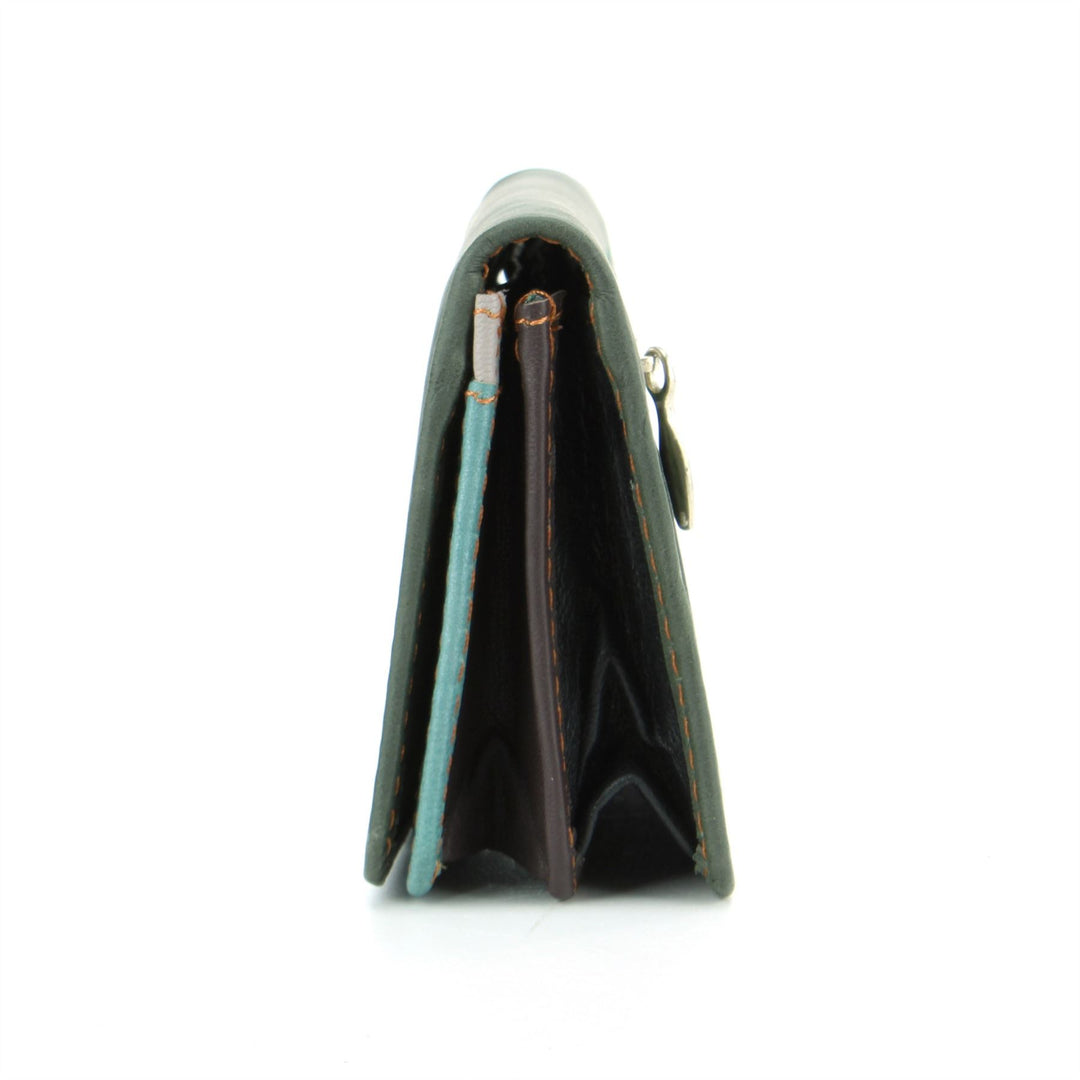 Real Leather Colourful Purse Wallet - Green