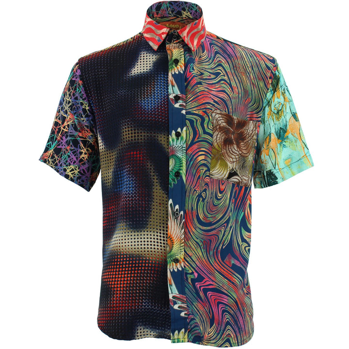 Regular Fit Short Sleeve Shirt - Random Mixed Panel - Abstract