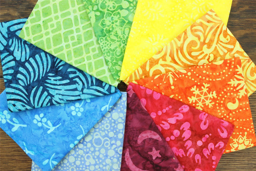 Fat Quarter - 10 Pieces of 19" x 20" Cotton Batik