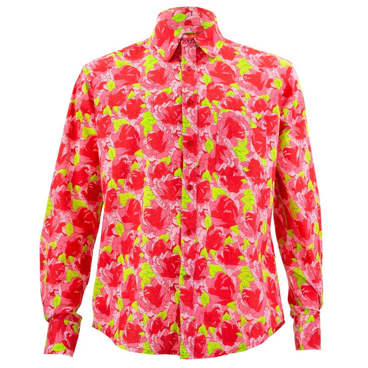 Regular Fit Long Sleeve Shirt - Floral - Red