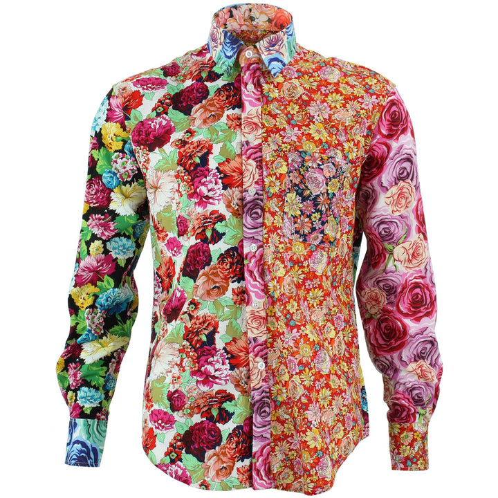 Regular Fit Long Sleeve Shirt - Random Mixed Panel - Floral