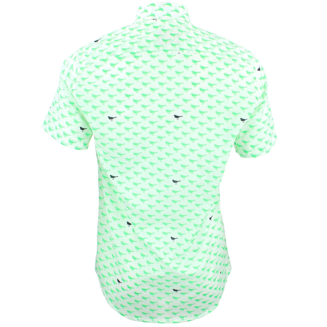 Tailored Fit Short Sleeve Shirt - Green & Black Birds